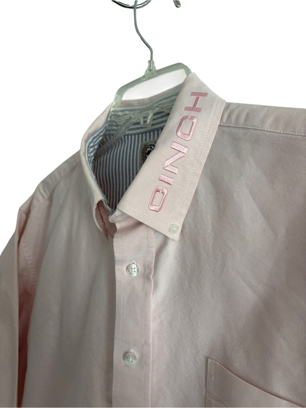 Cinch Large Lg pale pink long sleeve button up shirt. Embroidered. Preloved - Picture 7 of 9